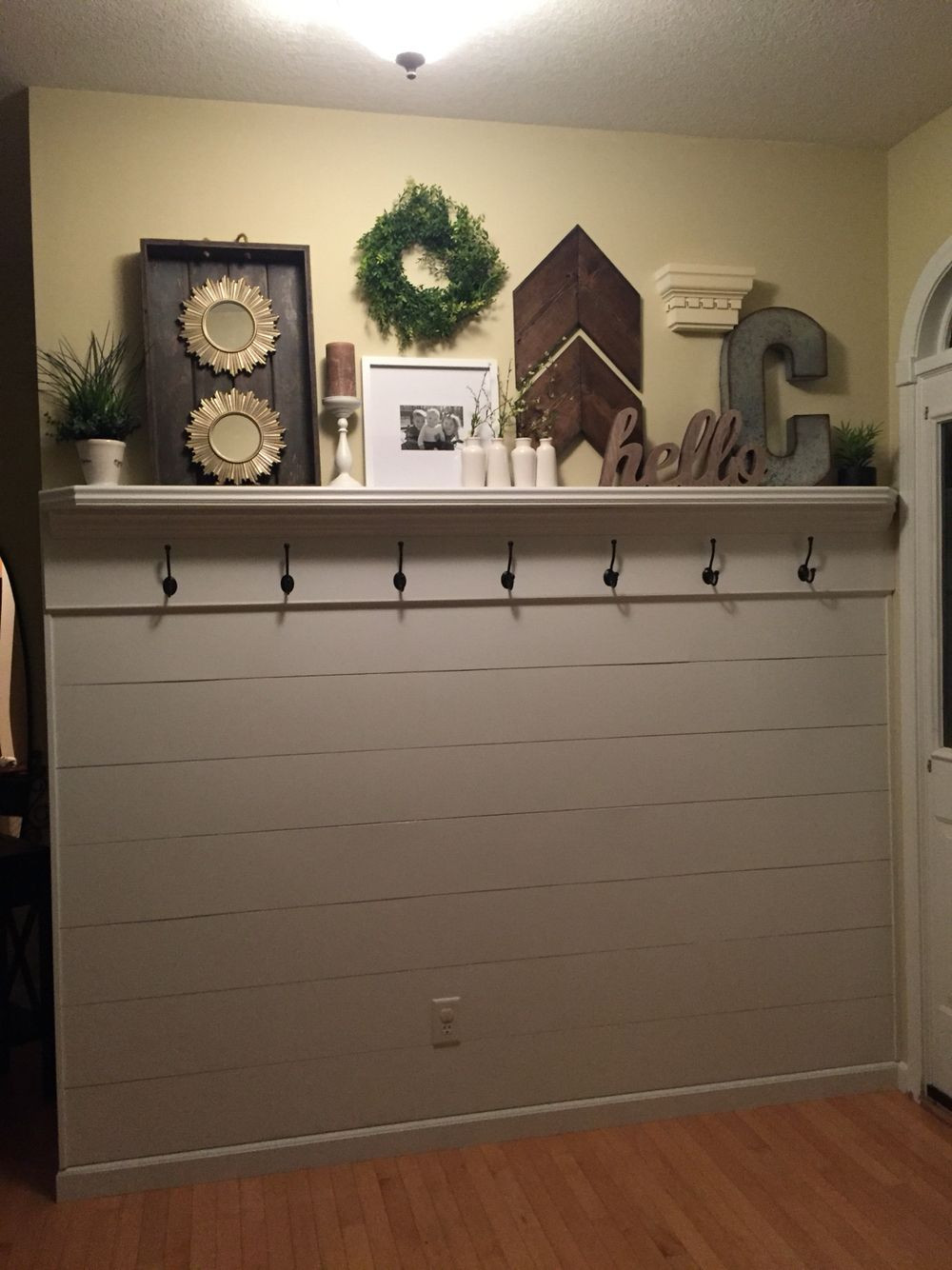 Best ideas about Entryway Shelf With Hooks
. Save or Pin Shiplap entryway with shelf and hooks Now.