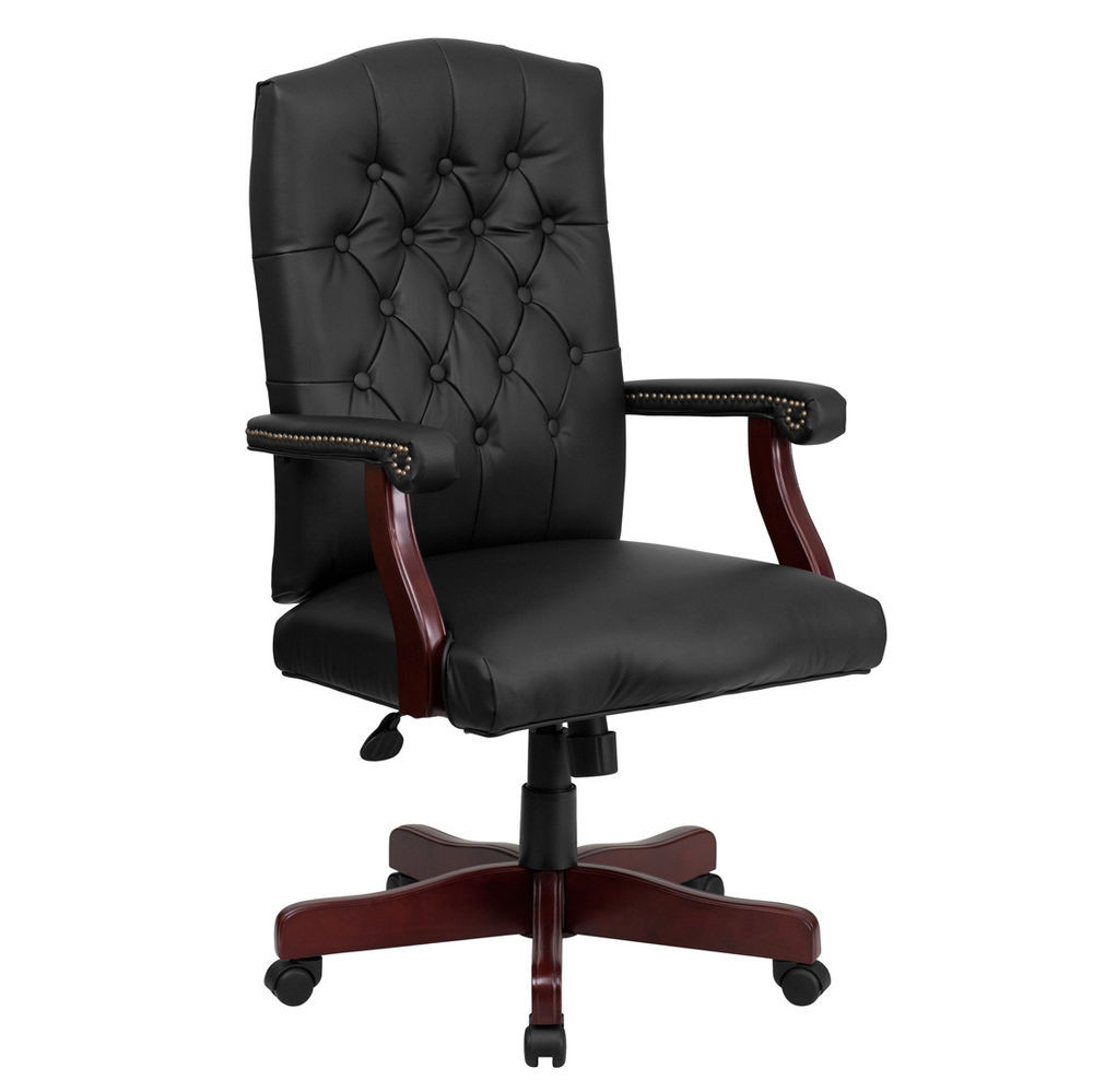 Best ideas about Executive Office Chair
. Save or Pin Traditional Black Button Tufted Leather Cherry Wood Now.