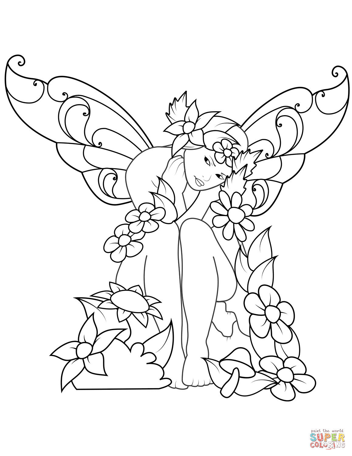 Faery Coloring Pages
 Sad Fairy coloring page