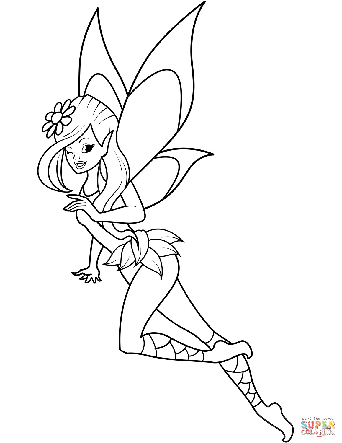 Faery Coloring Pages
 Winking Fairy coloring page
