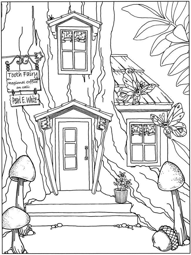 Fairy Tree House Coloring Pages
 Whimsical Fairy Garden Coloring Pages Coloring Pages