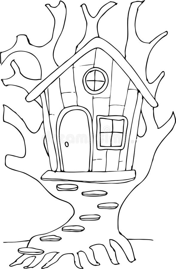 Fairy Tree House Coloring Pages
 Doodle Style Fairy Tree House Stock Vector Illustration