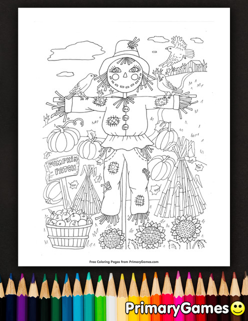 Fall Coloring Pages Pdf
 Pumpkin Patch Scarecrow Coloring Page