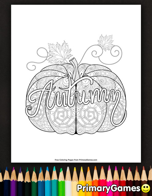 Fall Coloring Pages Pdf
 Autumn Pumpkin Zentangle Coloring Page