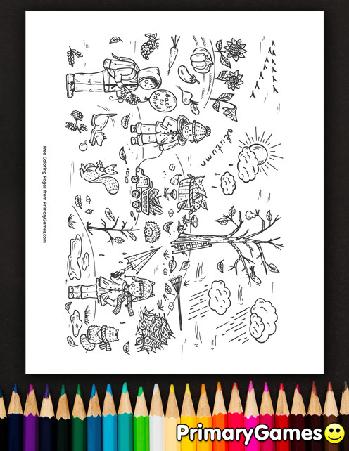Fall Coloring Pages Pdf
 Fall Scene Coloring Page