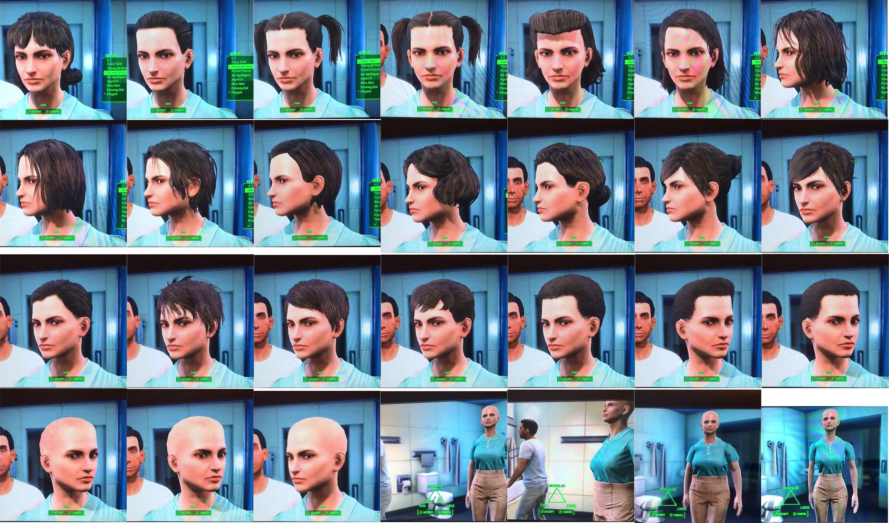 Fallout 4 Female Hairstyles
 Fallout 4 List All Hair And Beard Customization