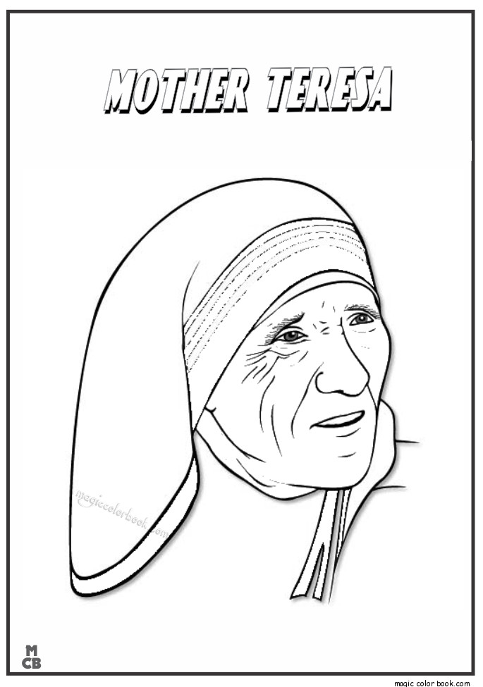 Famous People Coloring Pages
 Mother Teresa Free Colouring Pages