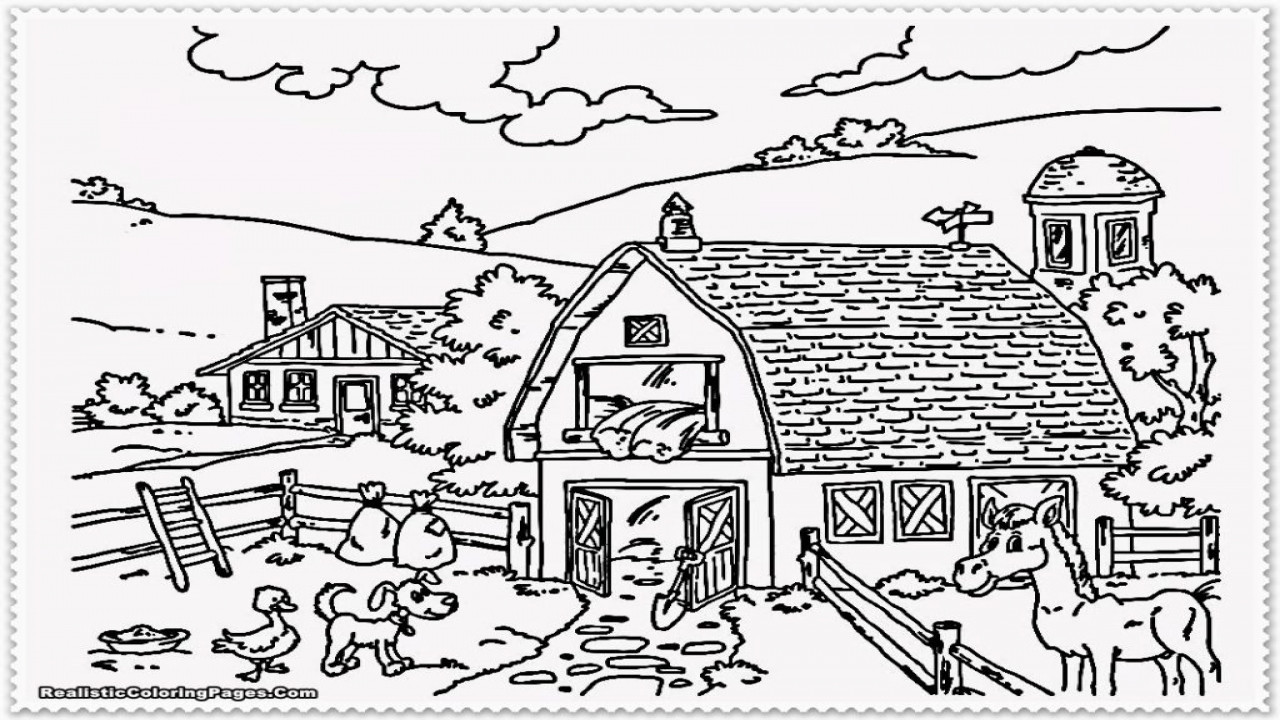 Farm Coloring Pages For Adults
 Adult Detailed Coloring Pages Scenery Farm Animals grig3