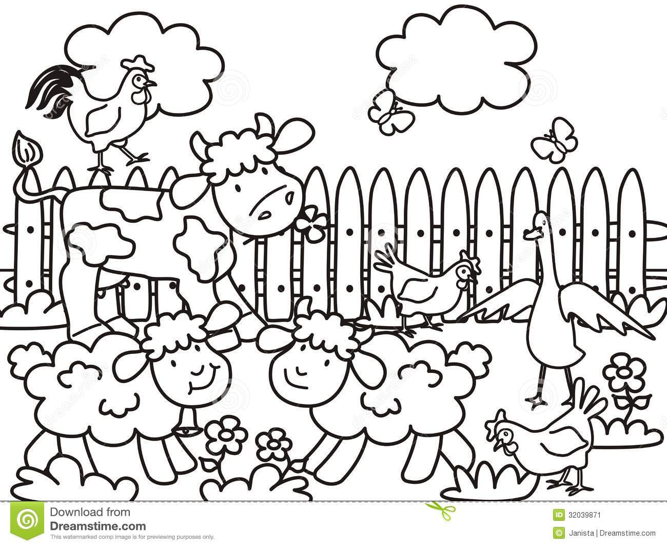 Farm Coloring Sheet
 Drawn farm coloring book Pencil and in color drawn farm