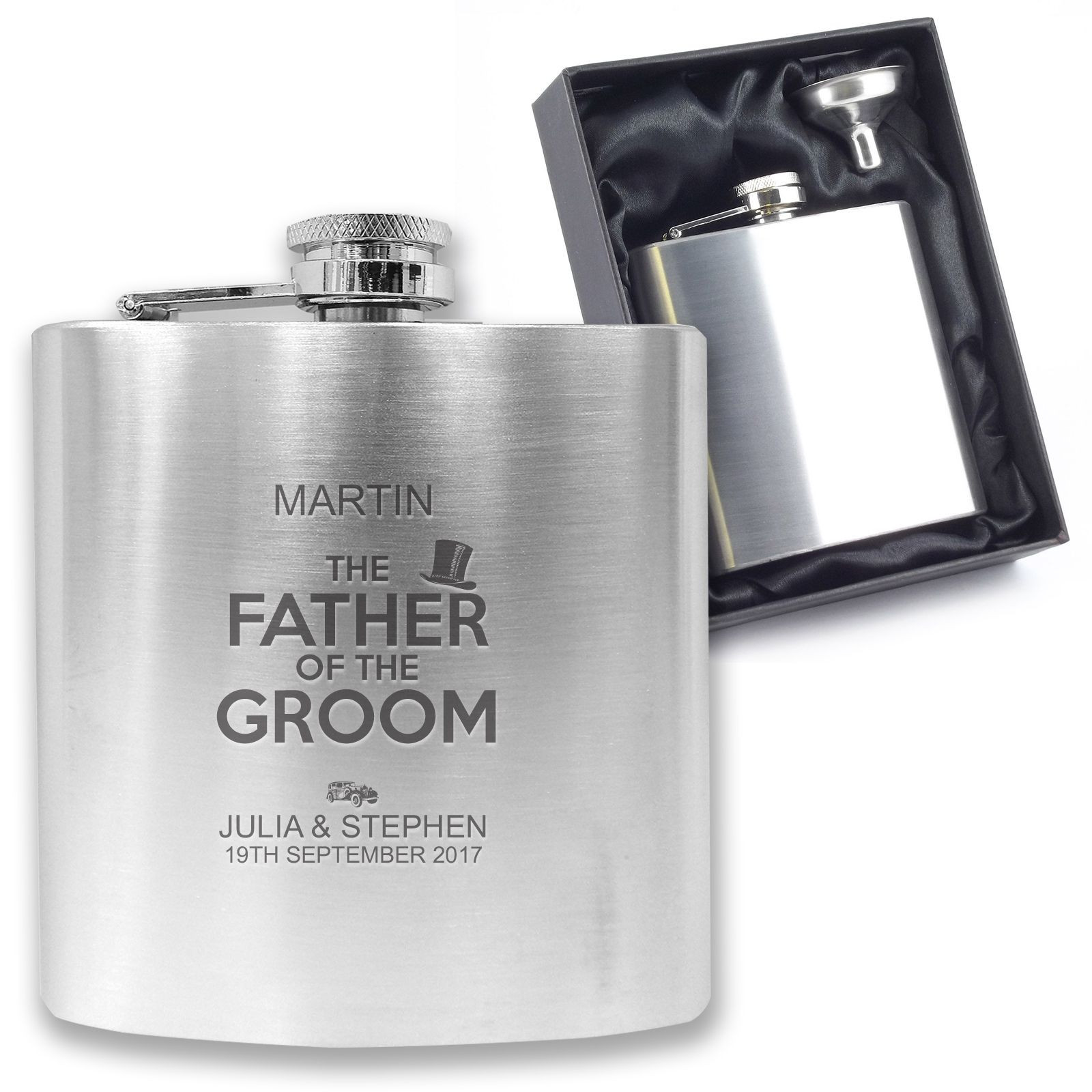 Father Of The Groom Gift Ideas
 Engraved FATHER OF THE GROOM hip flask wedding thank you