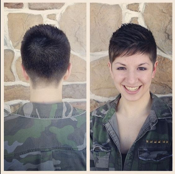 Female Military Hairstyles
 military inspired shearing Pixie cut