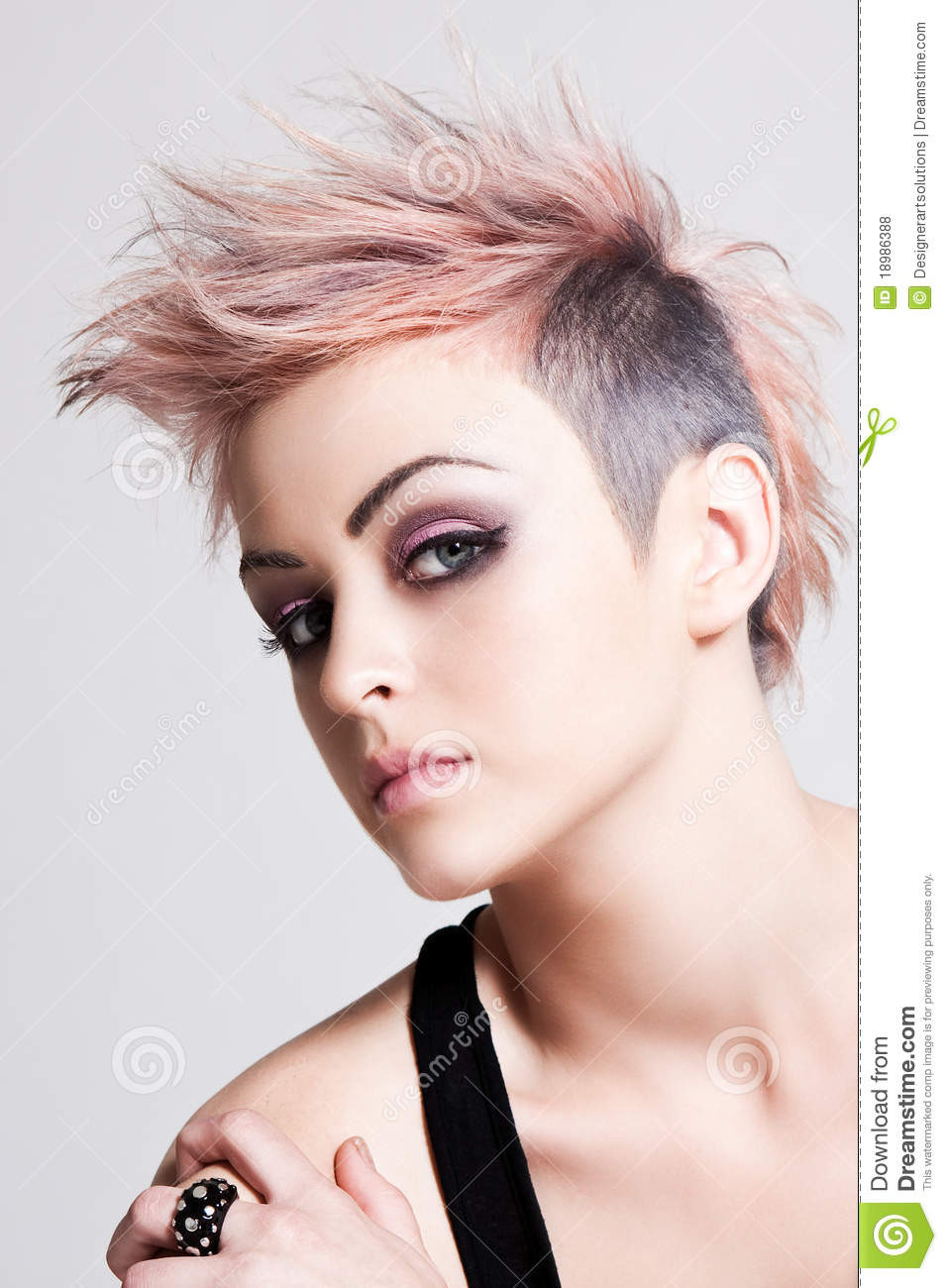 Female Punk Hairstyles
 Young Female Punk With Pink Hair Stock Image of
