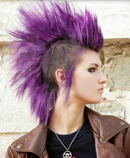 Female Punk Hairstyles
 Purple Female Punk Hairstyle With Very Long Hair Length