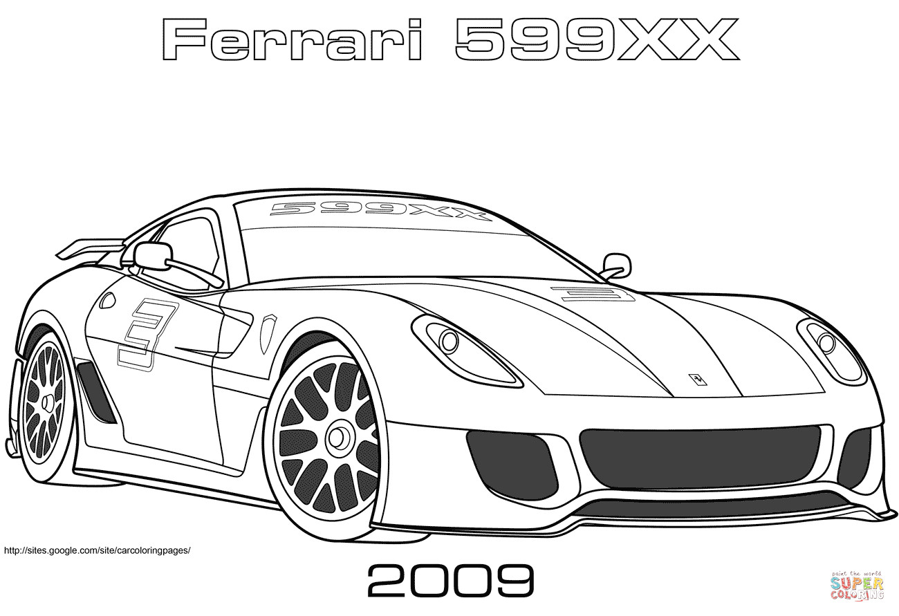 Ferrari Printable Coloring Pages
 2009 Ferrari 599XX coloring page