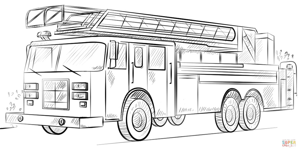 Fire Engine Coloring Pages
 Fire truck with ladder coloring page