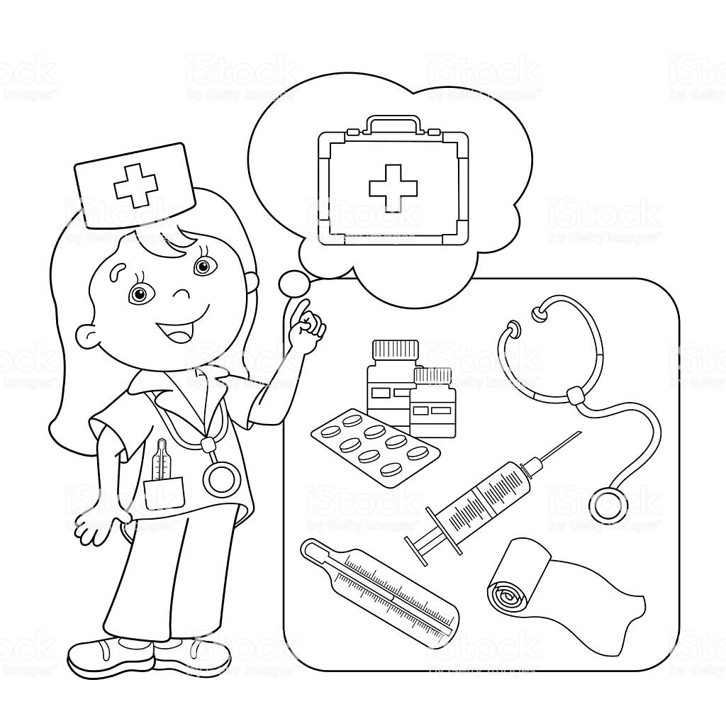 First Aid Coloring Pages
 Ilustración de Página Para Colorear Con Contorno De