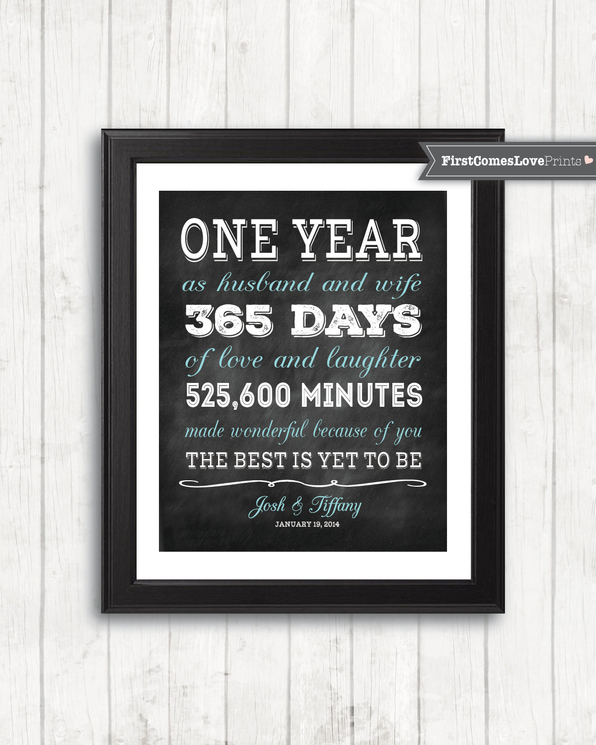 First Anniversary Gift Ideas For Husband
 Chalkboard Style First Anniversary Gift for Husband for Wife