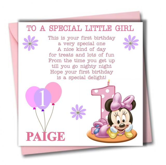 Best ideas about First Birthday Card Messages
. Save or Pin Personalised Minnie Girl Daughter Granddaughter Babies Now.
