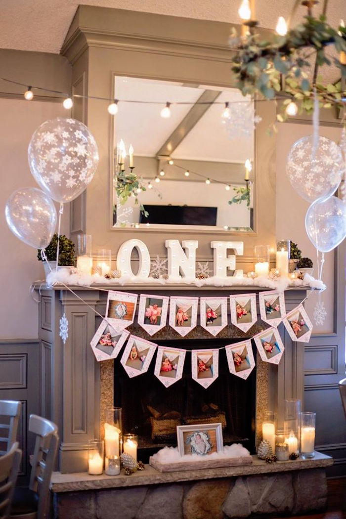 First Birthday Decoration Ideas
 Kara s Party Ideas Winter ONEderland First Birthday Party