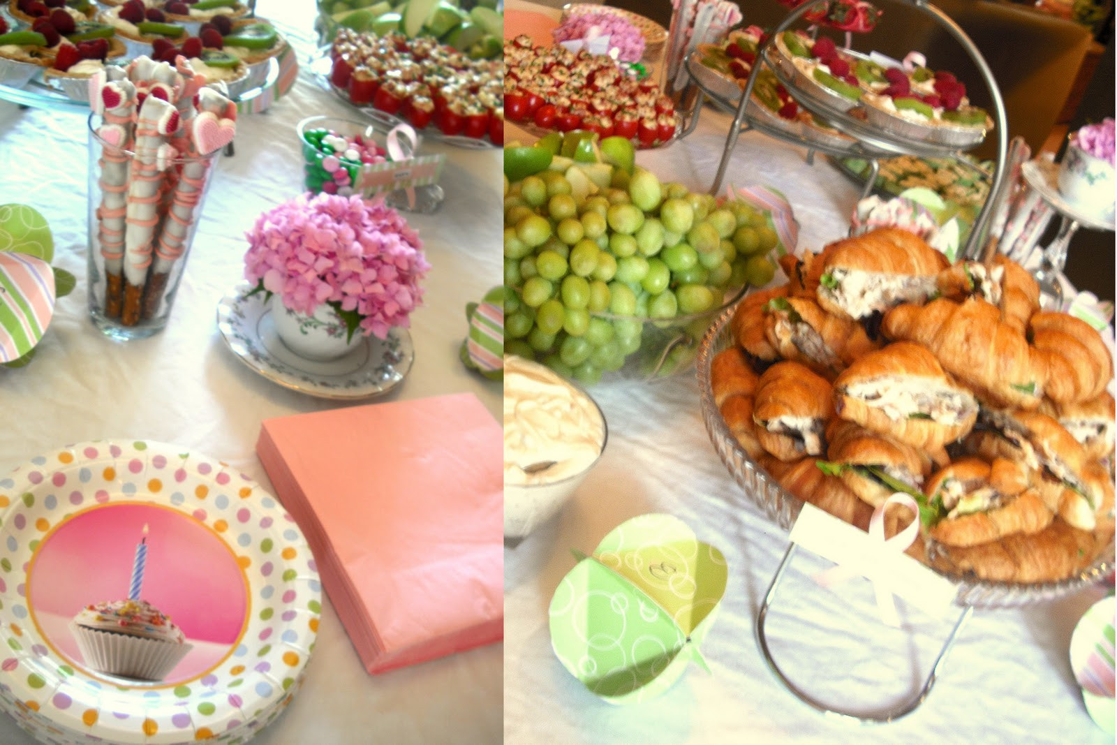 First Birthday Party Food
 Pink & Green First Birthday Party Food