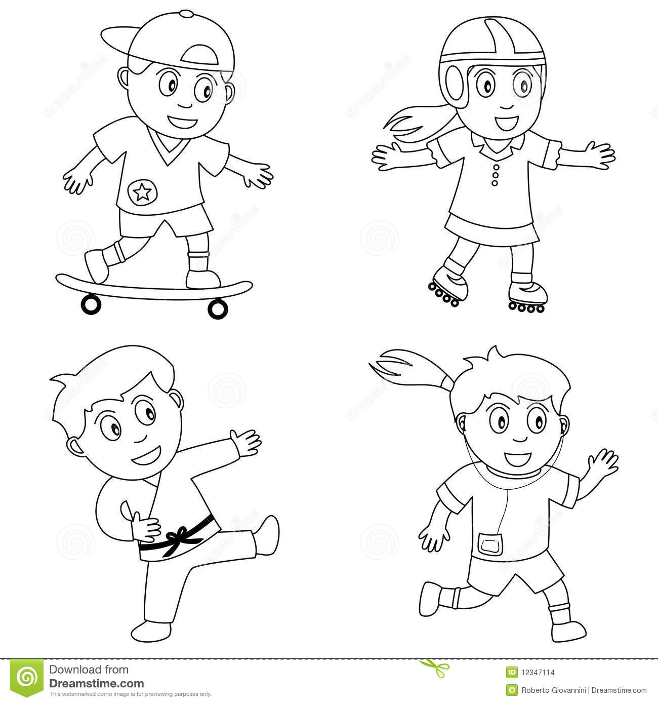 Fitness Coloring Pages For Kids
 Coloring Sport For Kids [4] Stock Vector Illustration of