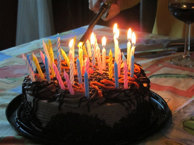 Flaming Birthday Cake
 A flaming birthday cake