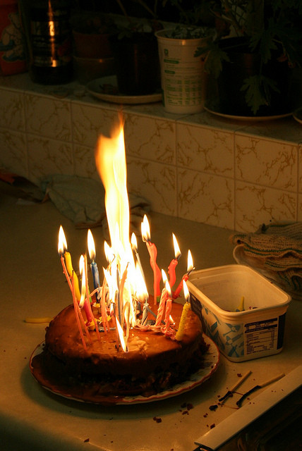 Flaming Birthday Cake
 b93a z