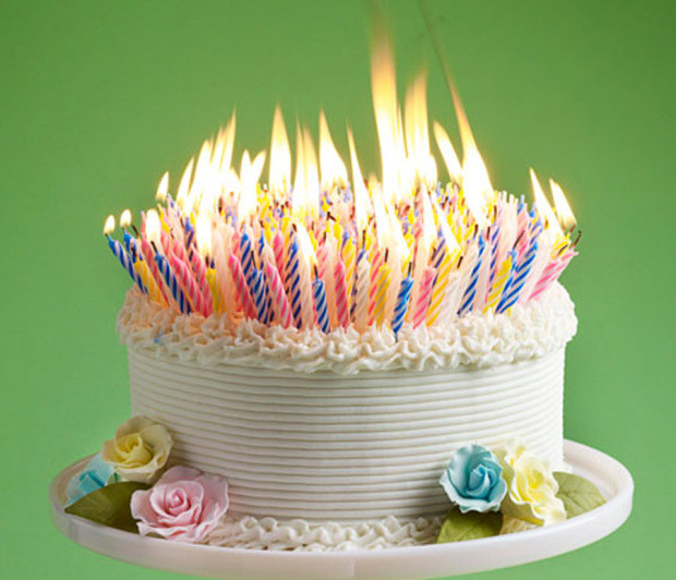 Flaming Birthday Cake
 February 2015
