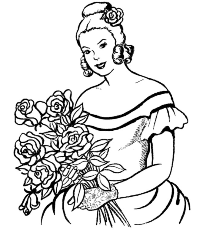Flower Coloring Sheets For Boys
 BlueBonkers Girl Coloring Pages Girl with flowers