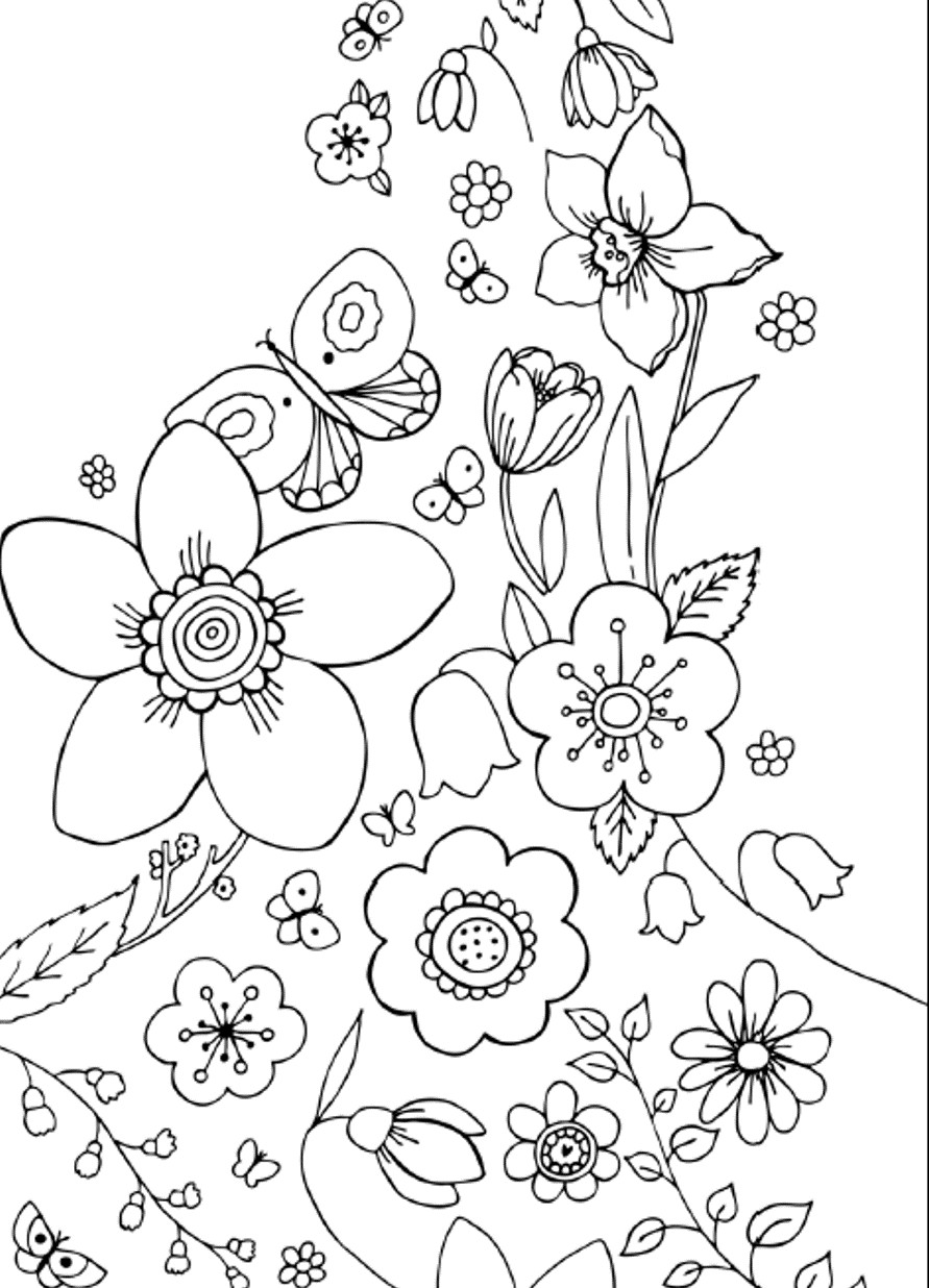 Flowers Coloring Book Pages
 Free Printable Spring Flowers Coloring Pages AZ Coloring