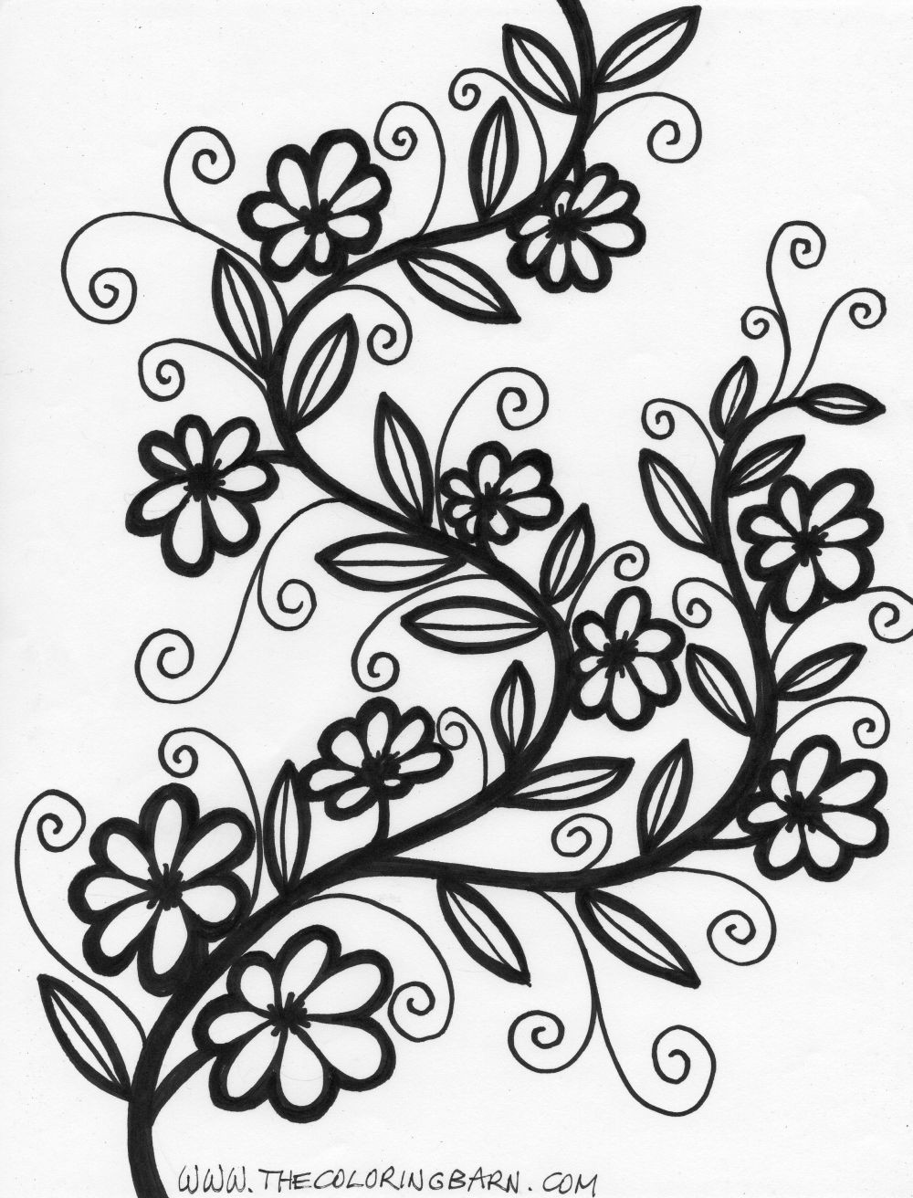 Flowers Coloring Sheet
 Flower Coloring Pages Bestofcoloring