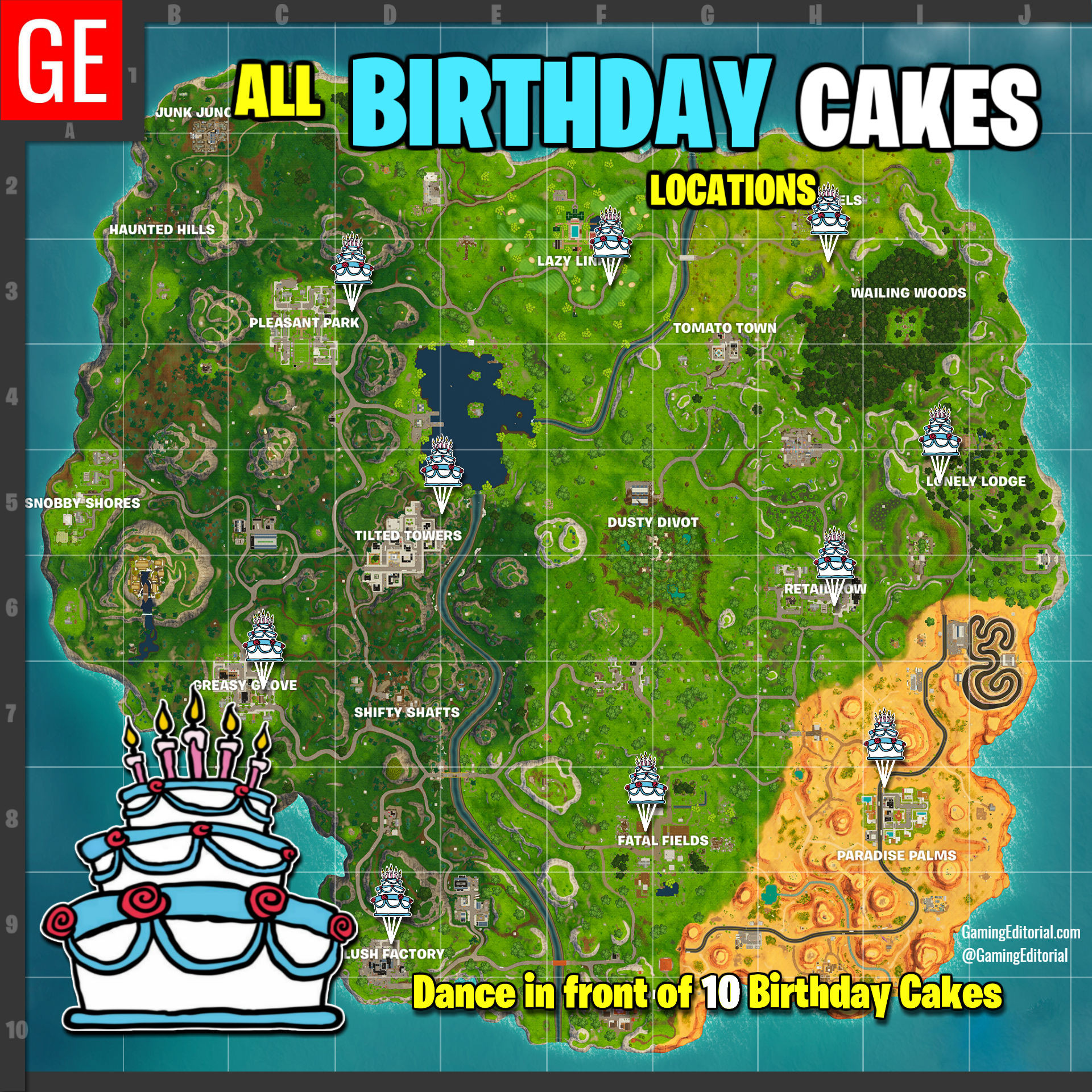 Best ideas about Fortnite Birthday Cake Map
. Save or Pin Fortnite All Locations Map Dance at Different Birthday Now.