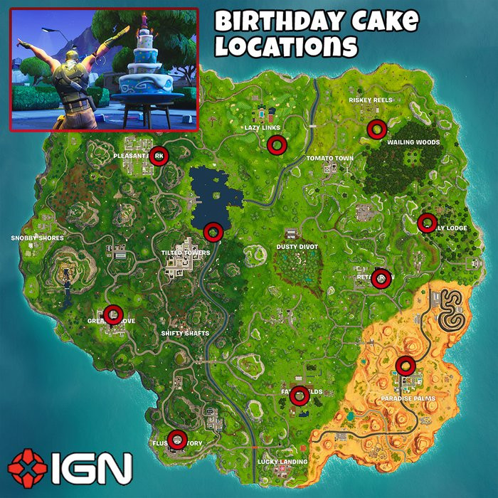 Best ideas about Fortnite Birthday Cake Map
. Save or Pin Fortnite Birthday Challenges Dance in Front of Different Now.