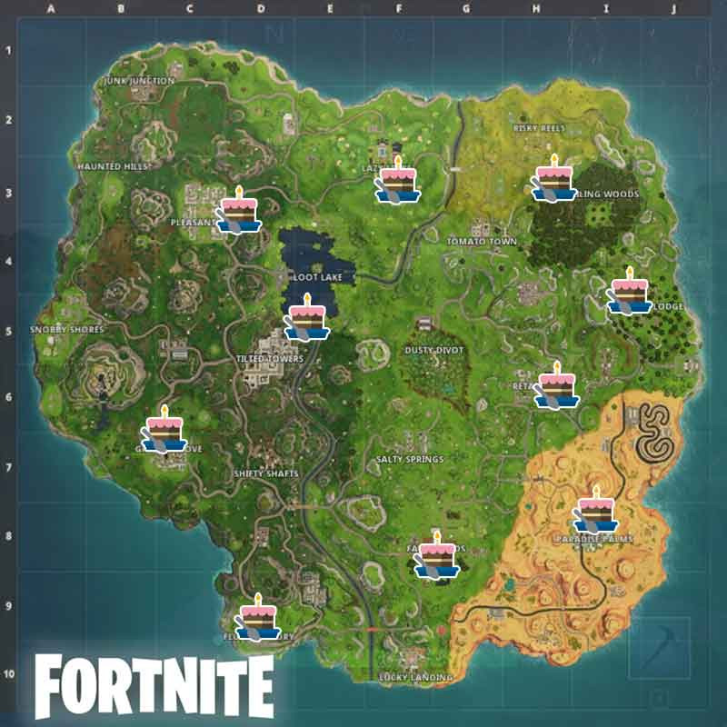 Best ideas about Fortnite Birthday Cake Map
. Save or Pin Fortnite Anniversary Challenge where the 10 Birthday cakes Now.