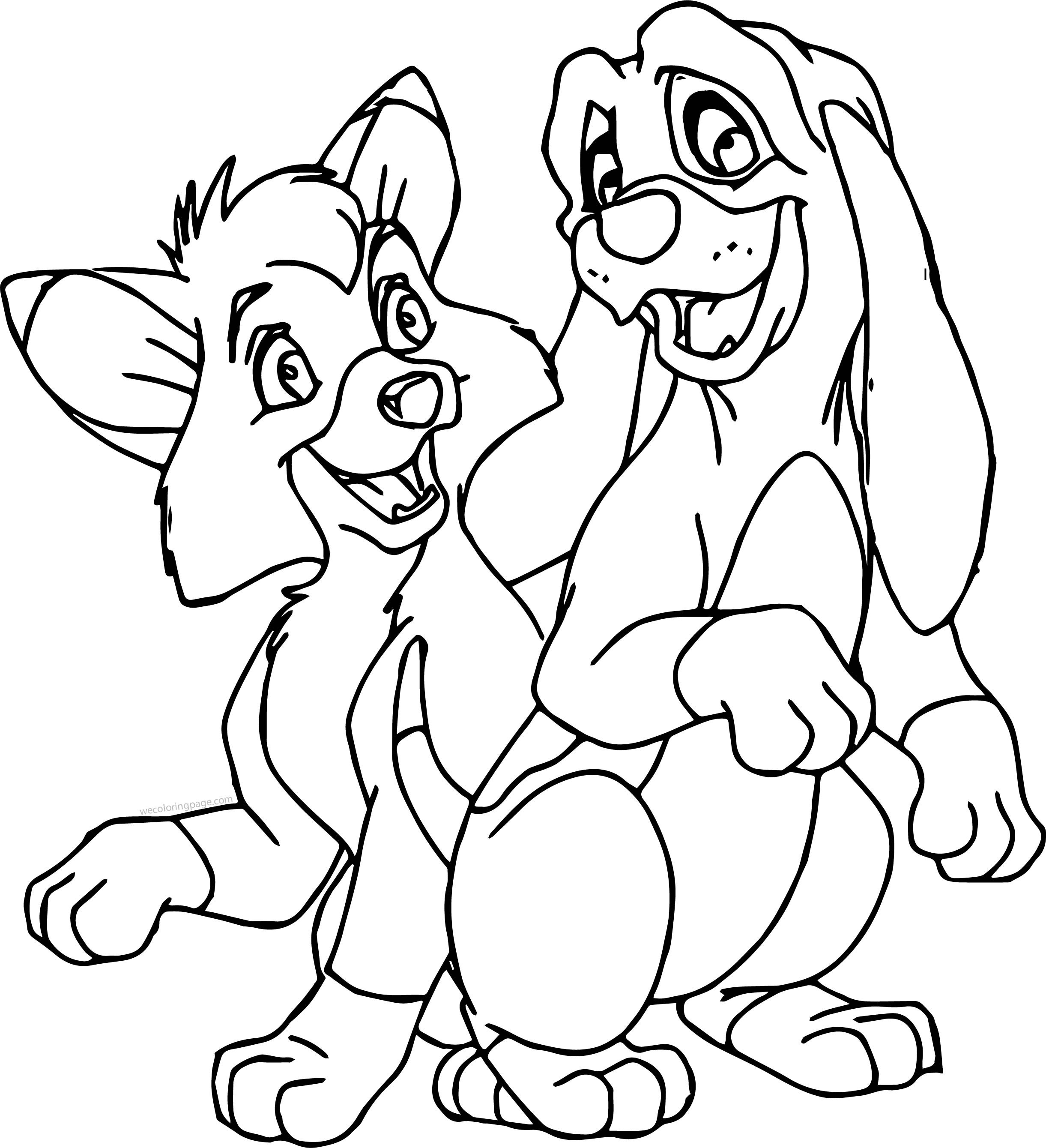 Fox And The Hound Coloring Pages
 Copper Todd Fox Happy Cartoon Coloring Page