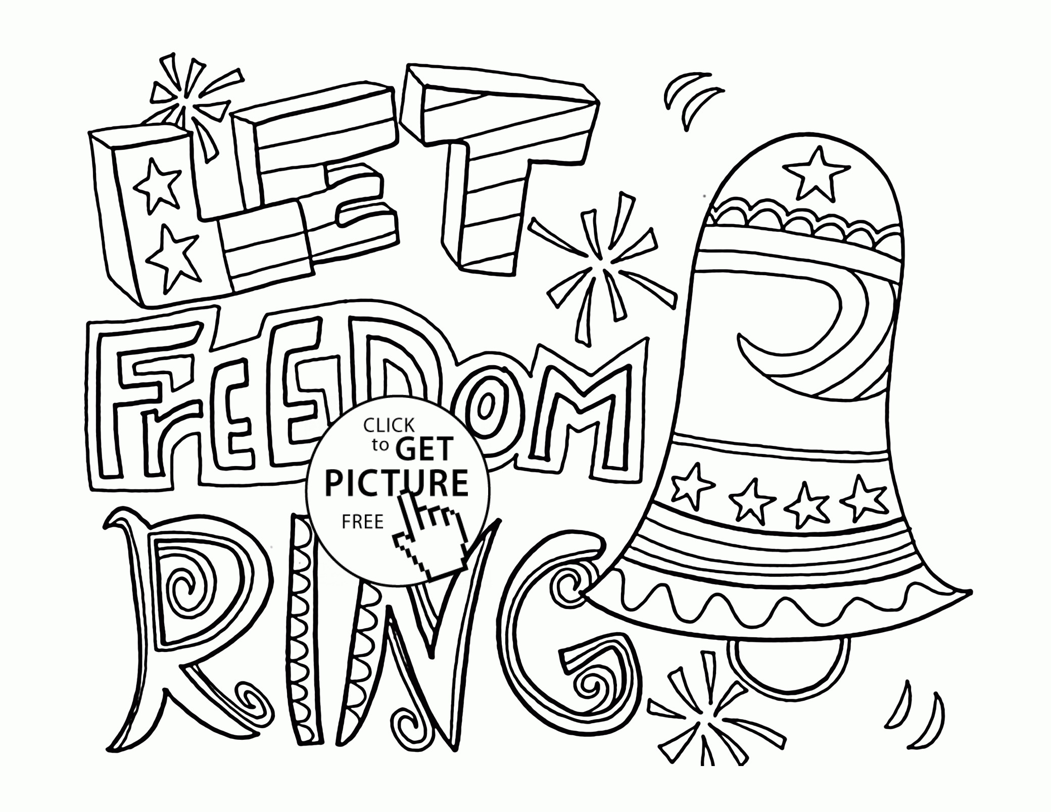 Free 4Th Of July Coloring Pages
 Let Freedom Ring 4th of July coloring page for kids