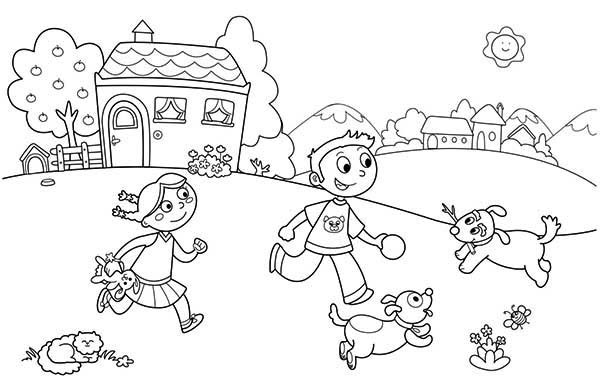 Free Coloring Pages Children Playing
 Children Playing Outside Coloring Pages – Color Bros