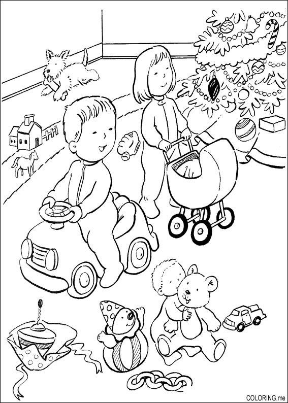Free Coloring Pages Children Playing
 Coloring page Christmas children are playing Coloring