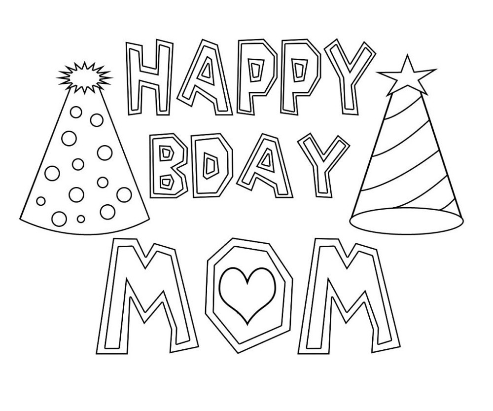 Free Coloring Pages Com Printable
 Happy Birthday Mom Coloring Page To Print