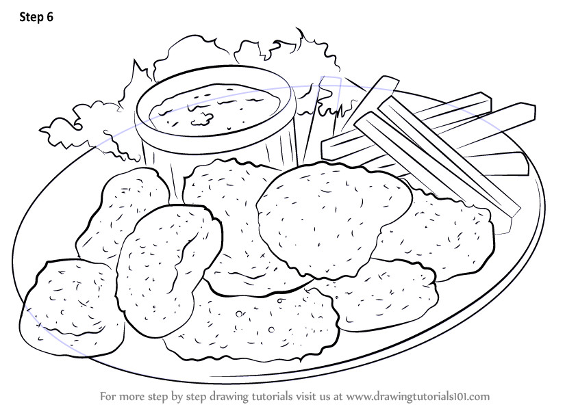 Free Coloring Pages For Boys Chicken Nuggets
 Learn How to Draw Chicken Nug s Snacks Step by Step