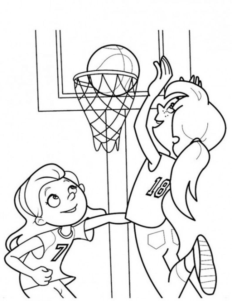 Free Coloring Pages For Boys Sports
 Girls Playing Basketball Coloring Page