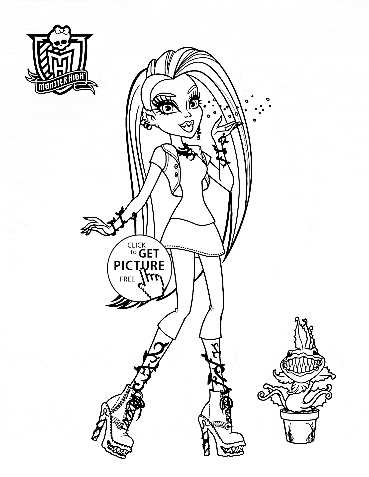 Free Coloring Pages For Girls Monster High
 Venus McFlytrap Monster High coloring page for kids for
