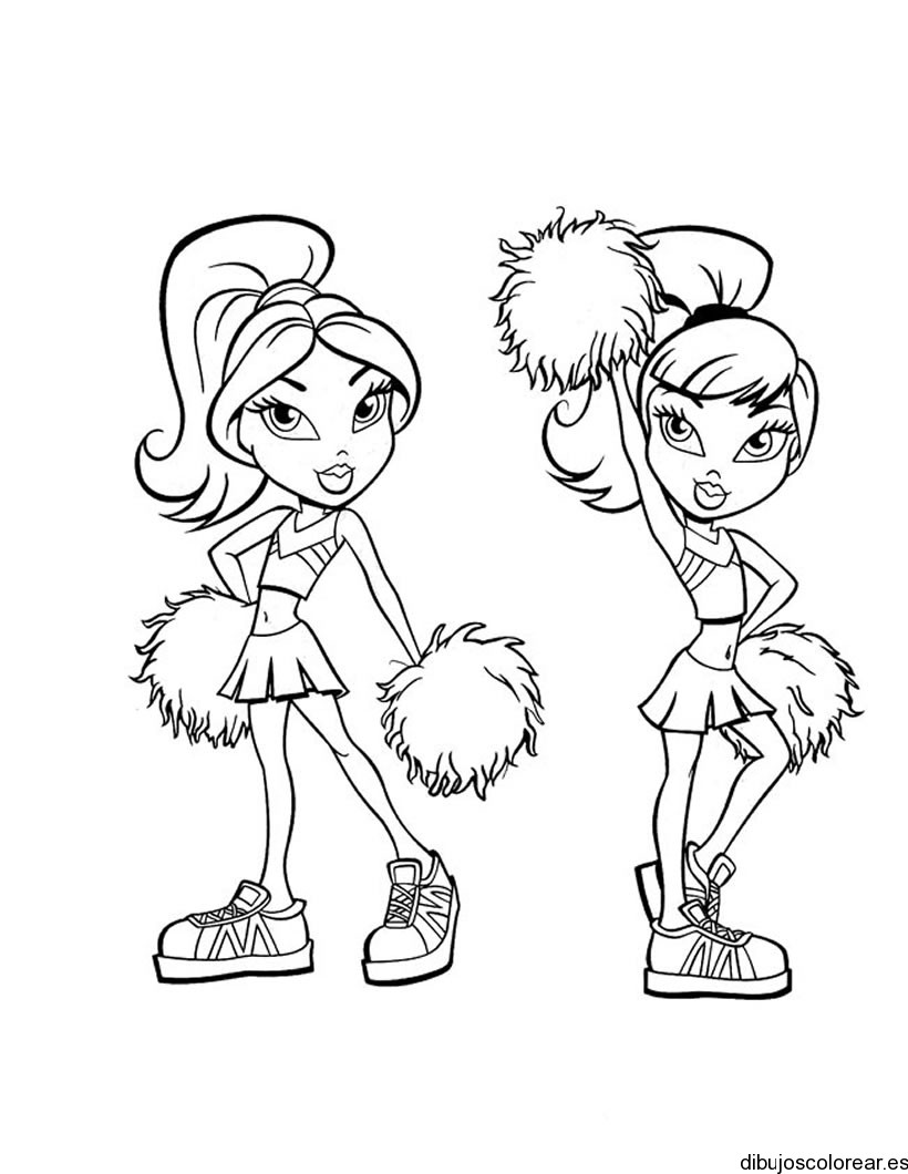 Free Coloring Pages For Teens Of Two Hawaiian Girls
 Dibujo de dos porristas