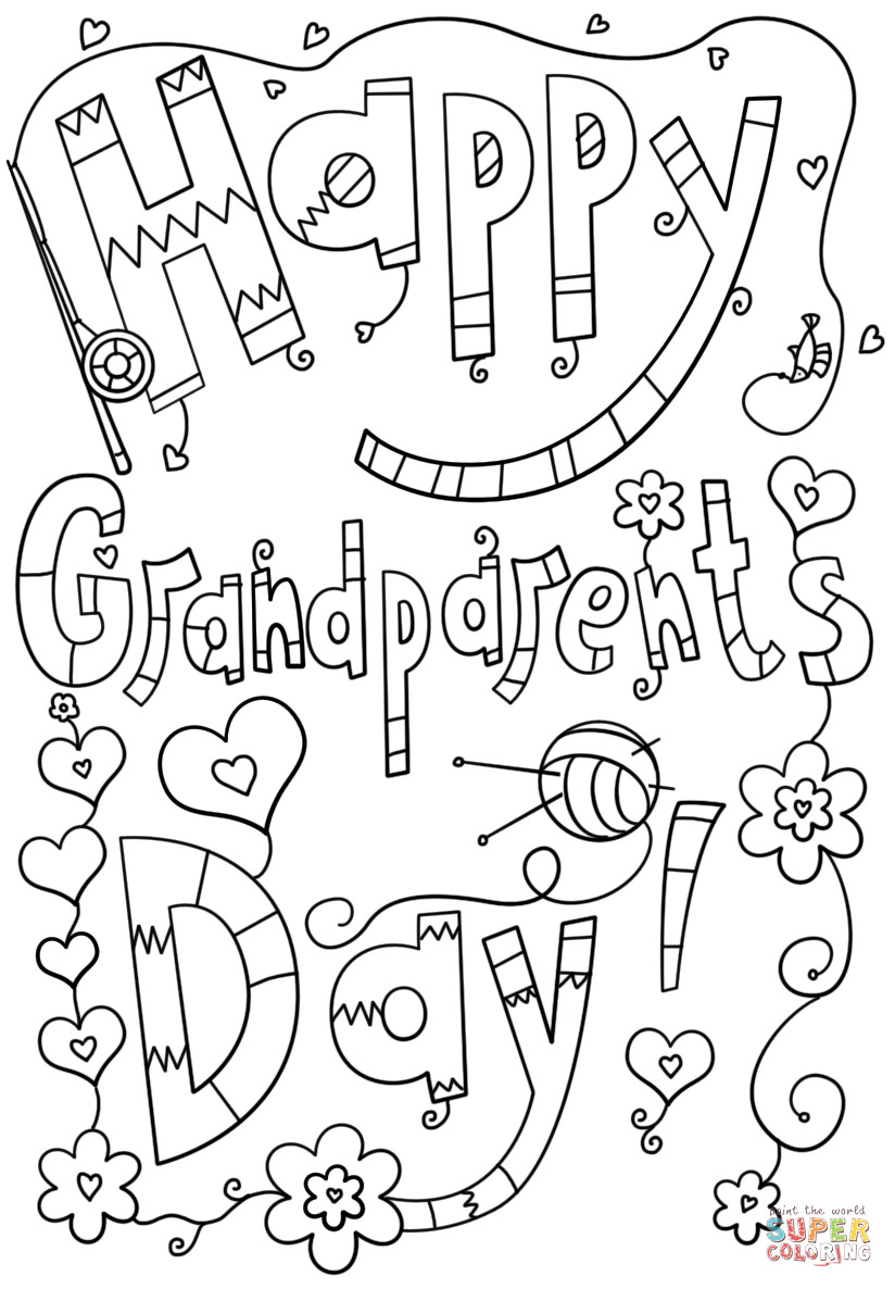 Free Coloring Pages Grandparents Day
 Happy Grandparents Day Doodle coloring page