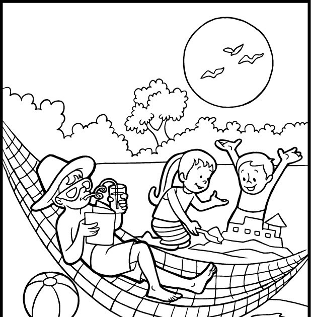 Free Coloring Pages Summer Vacation
 transmissionpress Family Summer Vacation at the Beach
