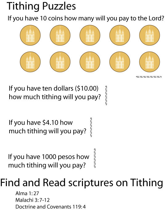 Free Coloring Sheets About Tithes For Kids
 Jenny Smith s LDS Ideas File Folder Game Tithing 1