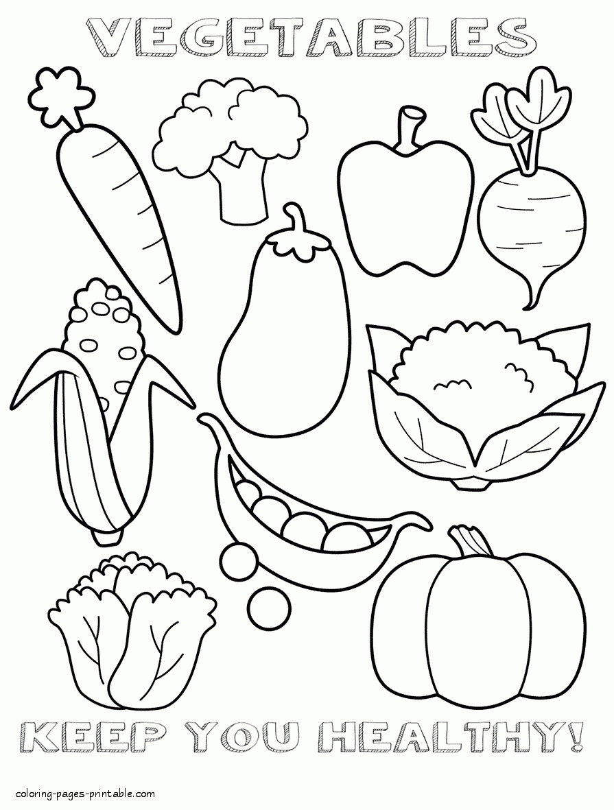 Free Coloring Sheets Of Food
 Coloring Pages Healthy Foods Collection