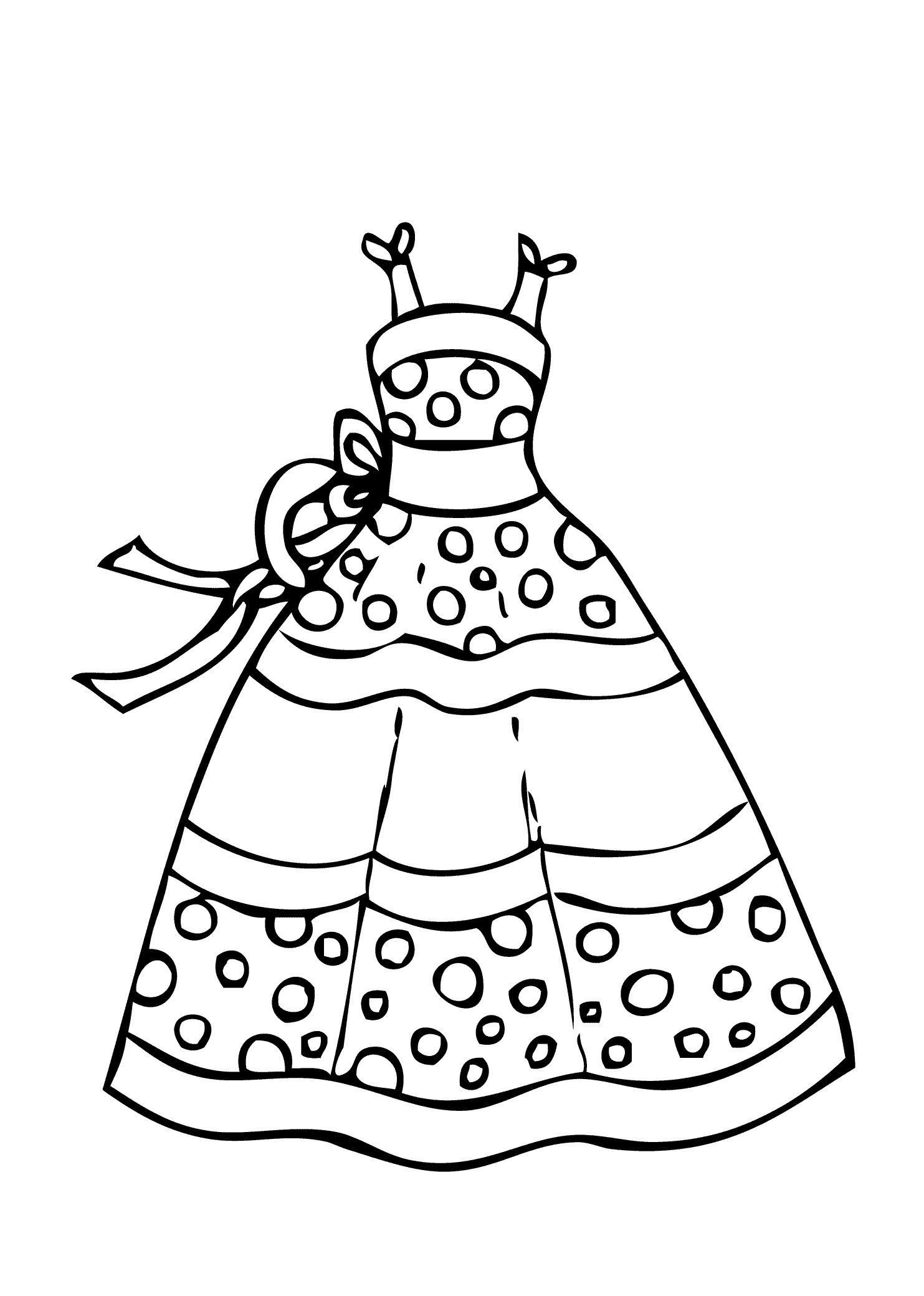 Free Coloring Sheets Of Kids Dressed In Career Clothing
 Dress summer polka dot coloring page for girls printable
