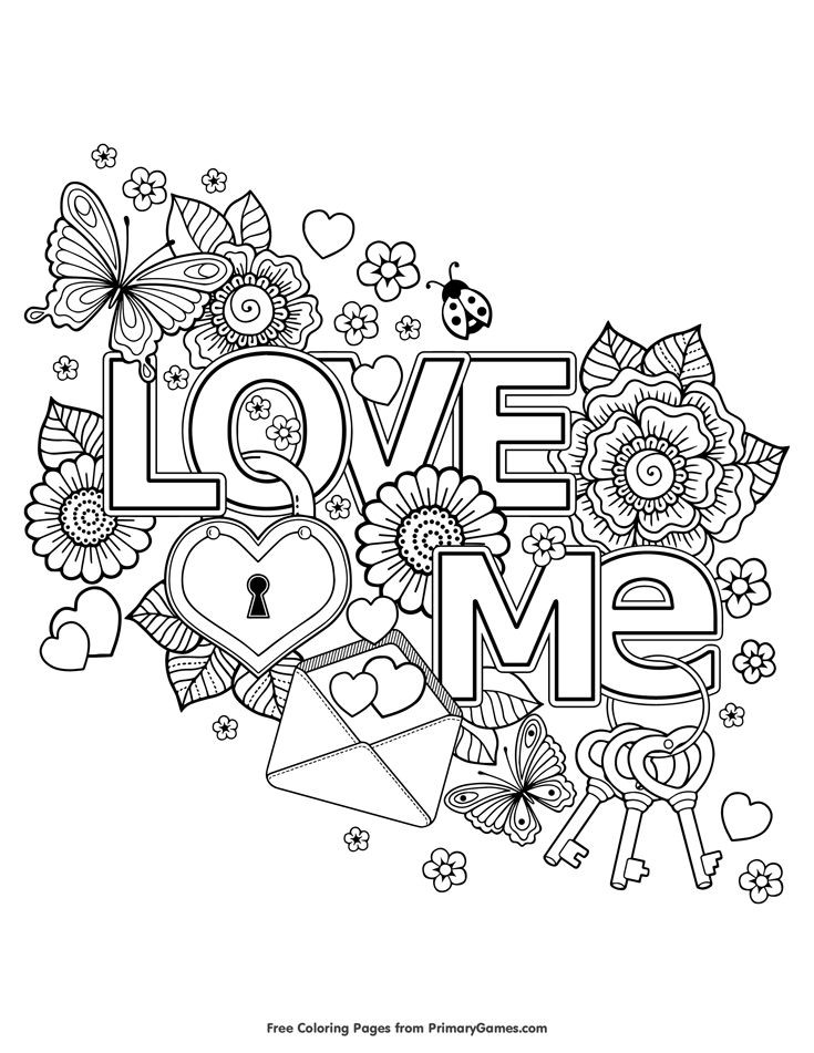 Best ideas about Free Cool Printable Coloring Sheets Adults
. Save or Pin Valentine s Day Coloring Page Love Me Now.