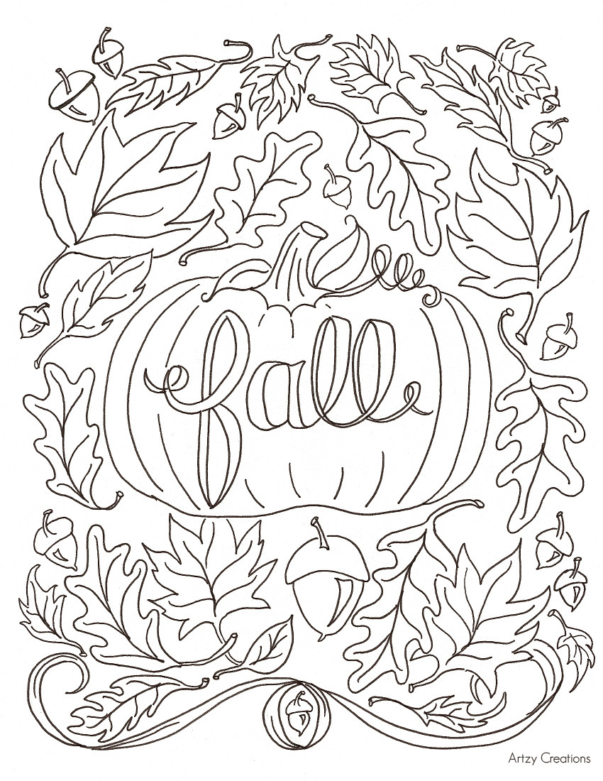 Free Fall Coloring Pages For Adults
 Free Fall Coloring Page artzycreations